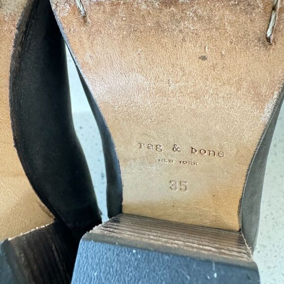 rag & bone New York Hallow Gray Leather Heeled Ankle Boots Booties Shoes Size 35 - Picture 6 of 14